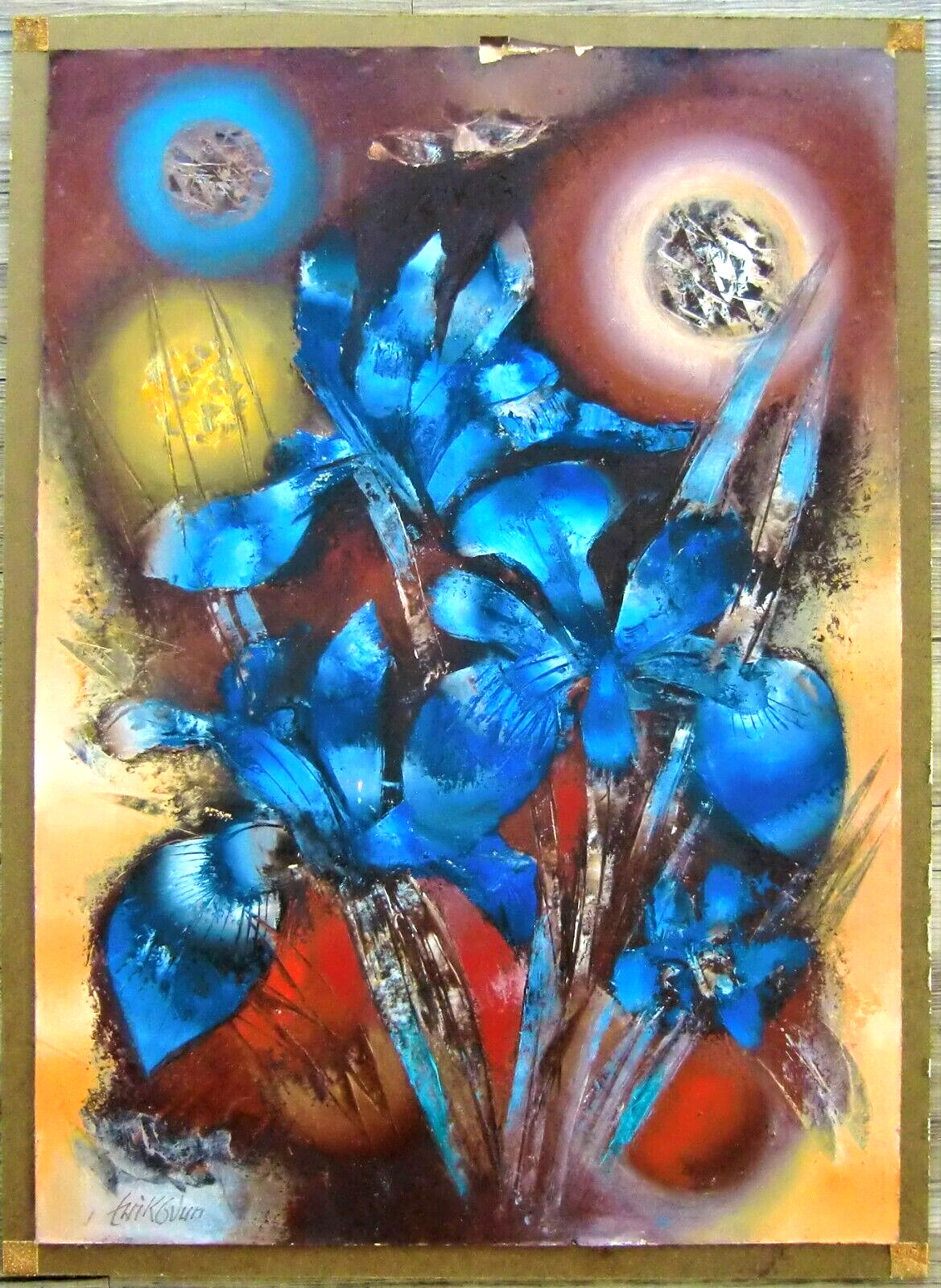 Rudolf Eriksdun (1904-1982) "Still Life Iris" Flowers (50 x 70cm) RARE! #119