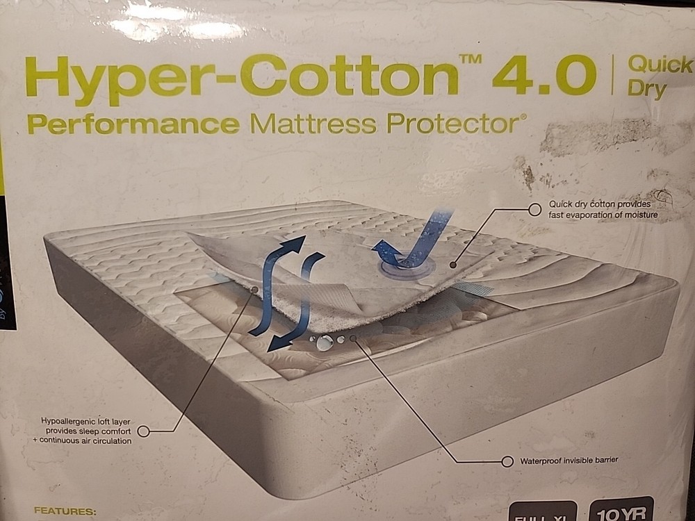 Bedgear Hyper-Cotton 4.0 Quick Dry Performance Full XL Mattress Protector