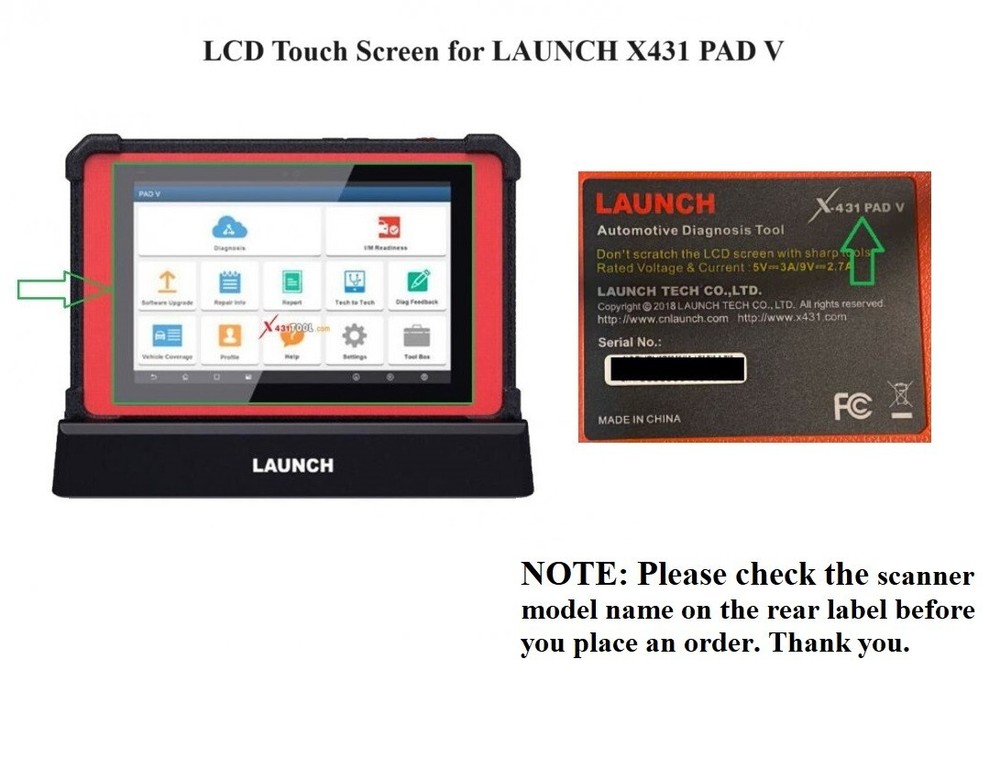 LCD Touch Screen Digitizer Replacement for LAUNCH X431 PADV PAD5 Scanner