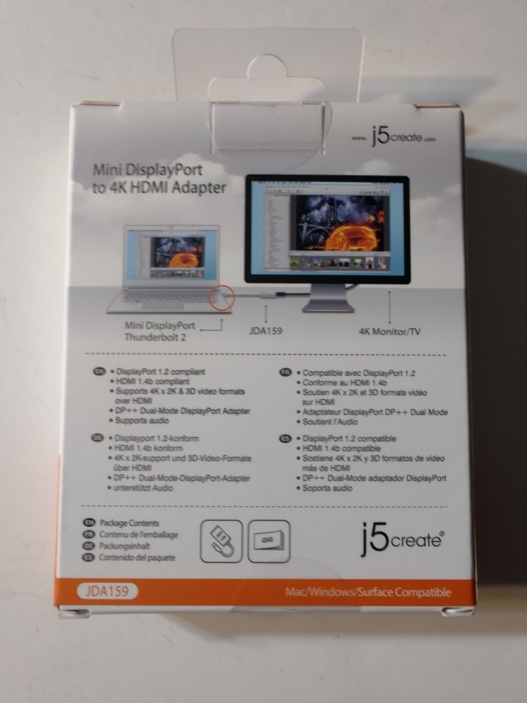 J5create Mini DisplayPort to 4K HDMI Adapter JDA159 NEW