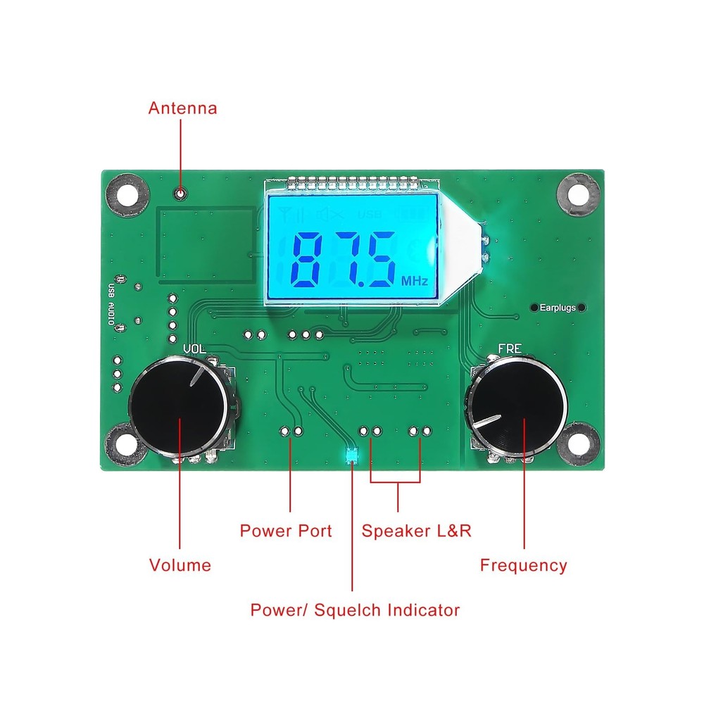 2pcs Digital FM Receiver Module, DC 3V-5V Radio Receiver Module Digital Stere...