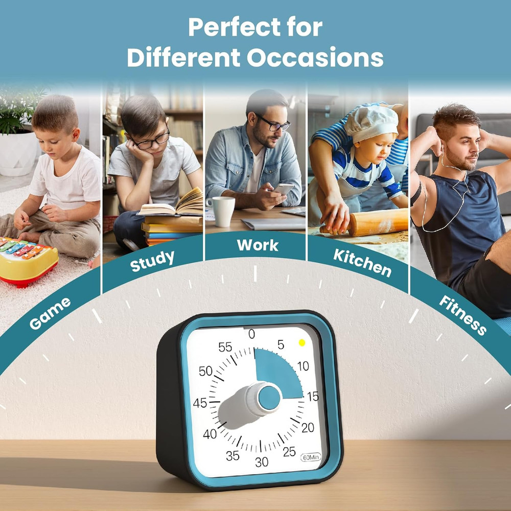 Visual Timer for Kids with Pause Function, 60 Minute Countdown Timer for Kids De