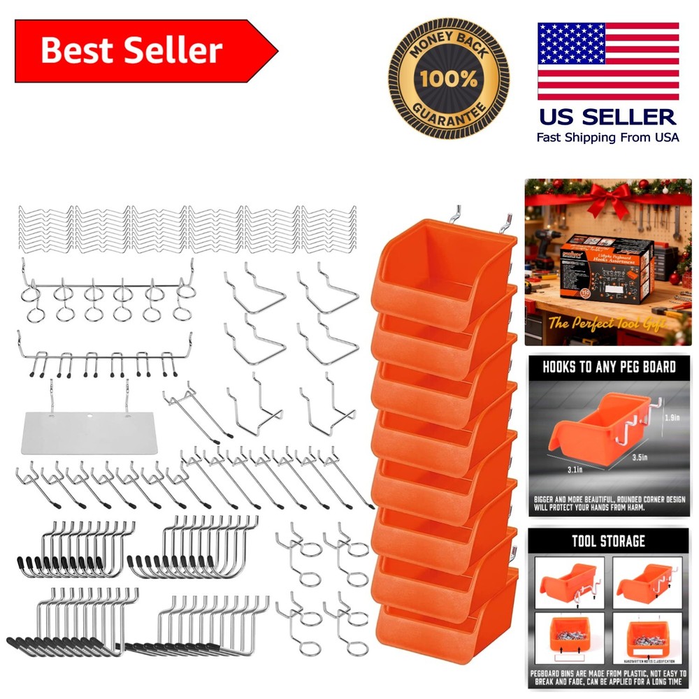 150 PCS Heavy Duty Pegboard Hooks Assortment - 15 Types for Maximum Organization