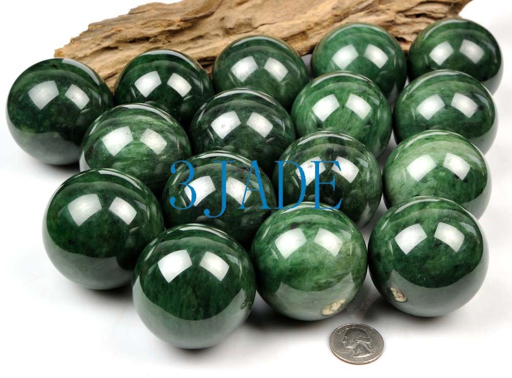 Natural Green Nephrite Jade Ball / Sphere