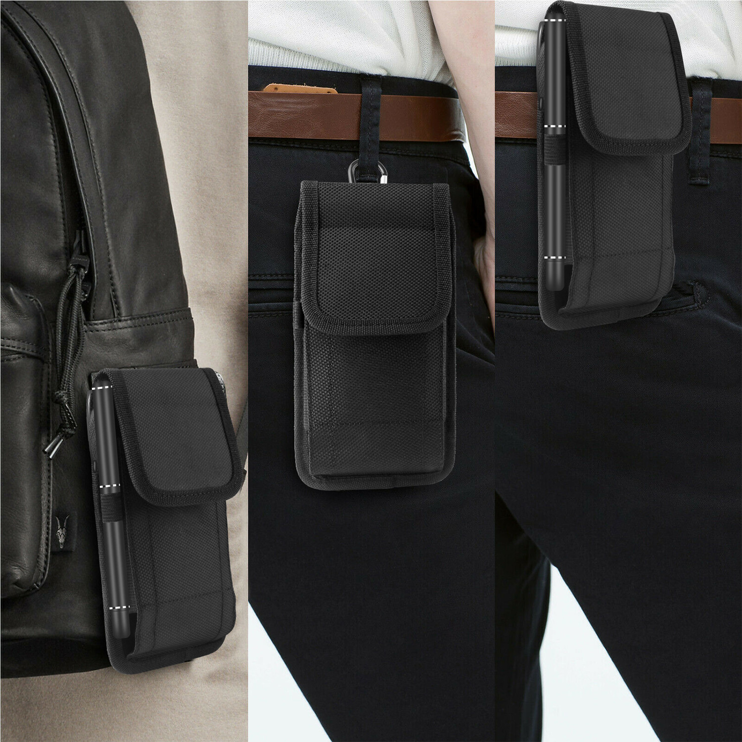 Universal Vertical Phone Holster Pouch with Belt Clip - Fits All Cell Phones