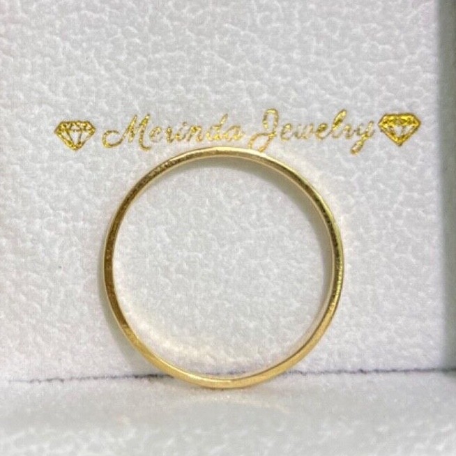 2mm 18K Solid Yellow Gold Handcraft Unisex Square Wedding Stackable Ring Band