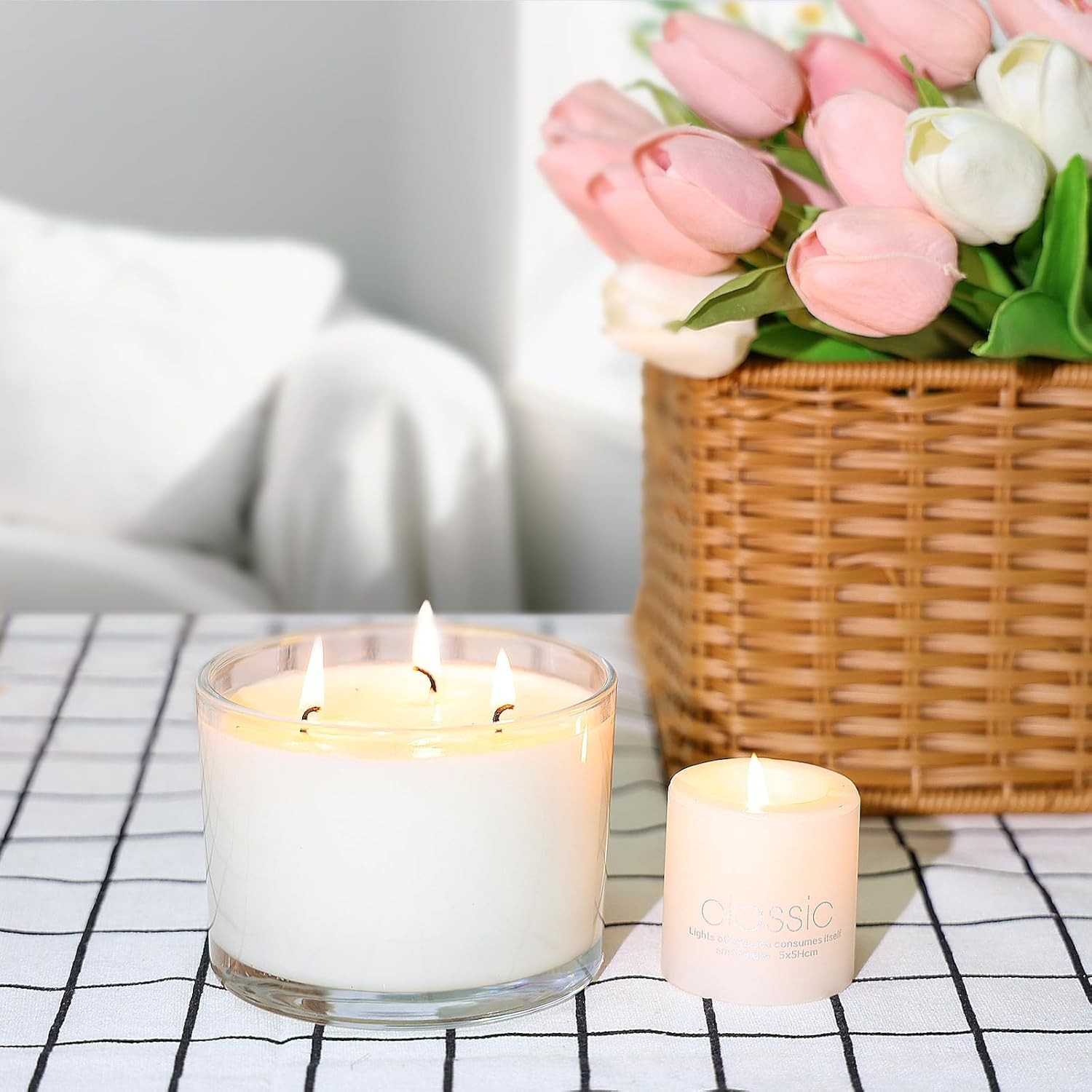 16oz Candle Jars 6 Pack - 3 Wick Large Empty Clear Glass Candle Making Vessels