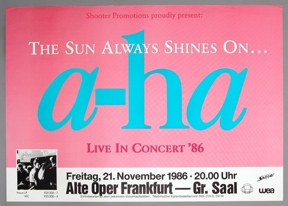 A-HA – rare original Frankfurt 1986 concert poster *HUNTING HIGH AND LOW*