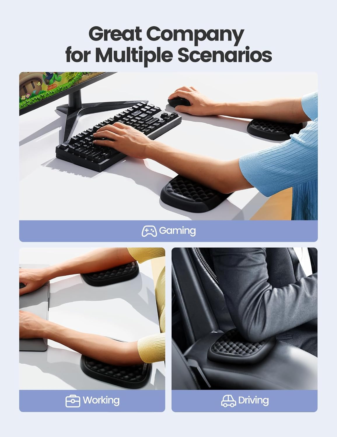 【Upgraded Larger and Thicker】 Elbow Rest Pad 1pc, Desk Wrist Rest Memory Foam Ar