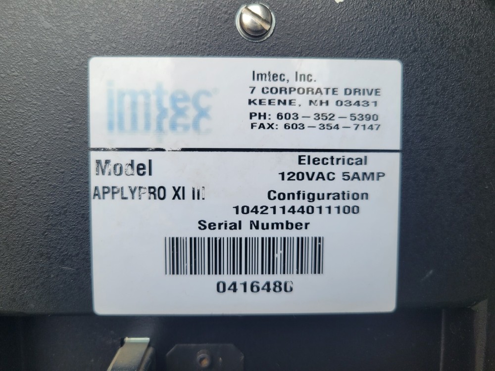 Imtec Applypro Industrial Label Thermal Printer Applicator