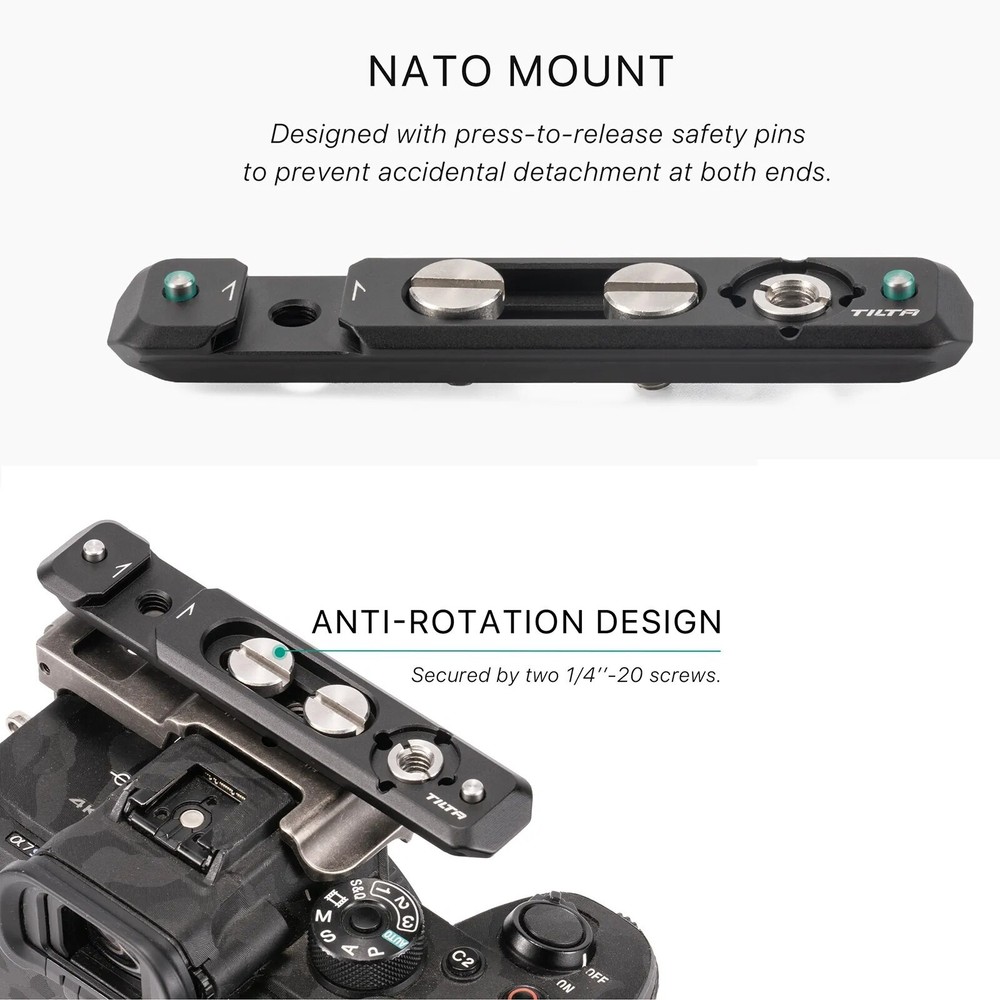 TILTA TA-NTMP-B Multi-Functional NATO Mounting Plate - Black
