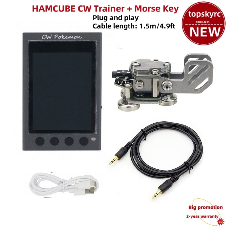 HAMCUBE Mini CW Trainer Morse Code Trainer w/ Morse Key 1.5M/4.9FT 3.5MM Cable