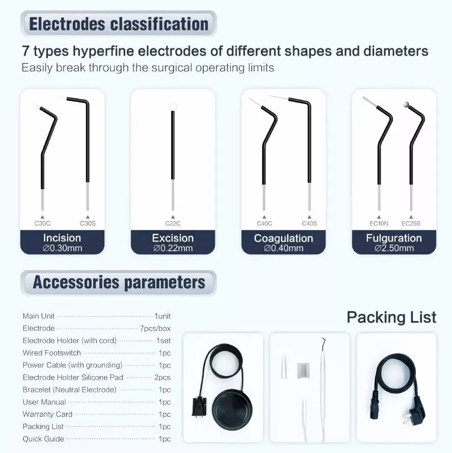 Dental Electro Electrosurgery Unit Machine High Frequency Electric 7pcs Knife