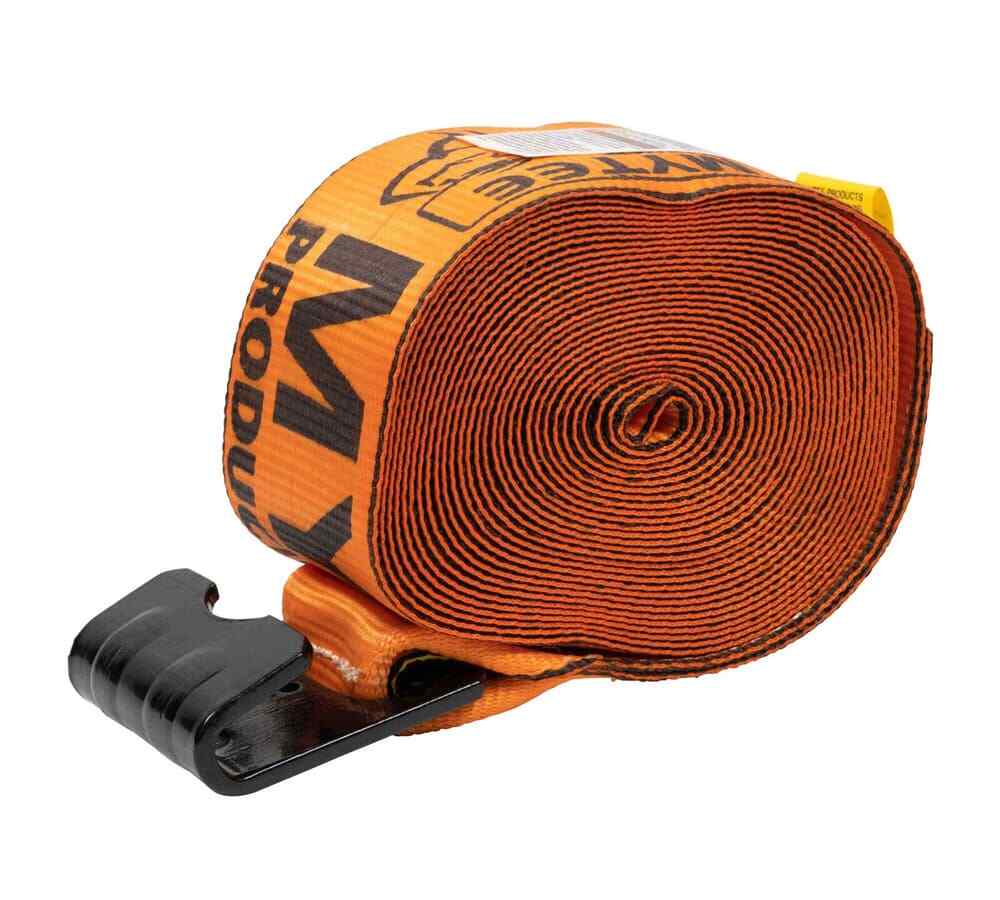 (4 Pack) 4" x 30' Winch Strap with Flat Hook - High Abrasion Orange