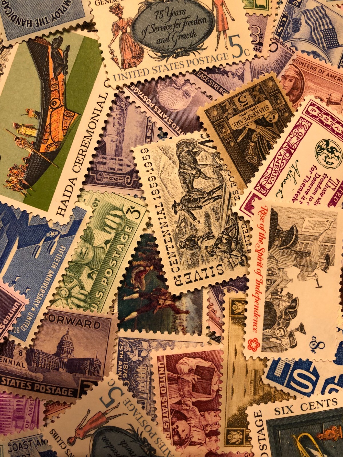 LOT OF 50 UNIQUE UNITED STATES COMMEMORATIVE STAMPS, MINT NH - NO DUPLICATES!