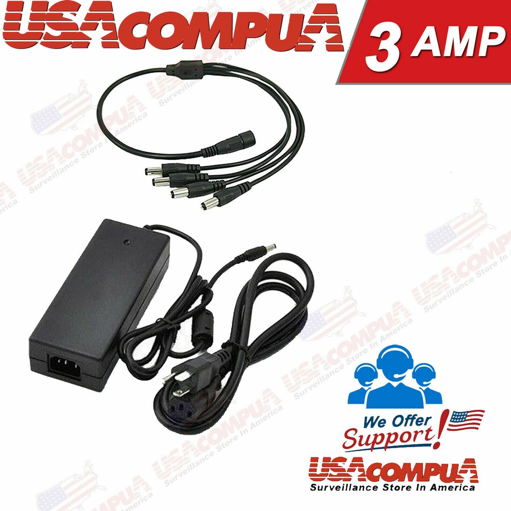 Power Supply Adapter with 4 way Splitter Security system CCTV Camera 5Amp