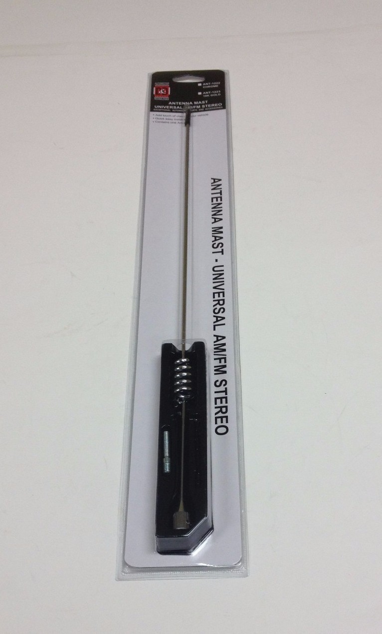 16" METAL UNIVERSAL AM/FM CAR AUDIO STEREO CHROME ANTENNA MAST ADAPTERS ANT-1222