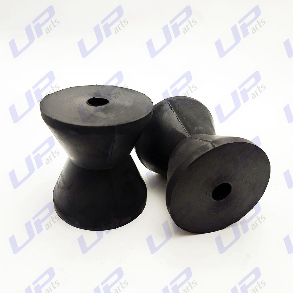 2 Pack 4 Inch Mounting Width Boat Trailer Black Molded Rubber Bow Stop Rollers