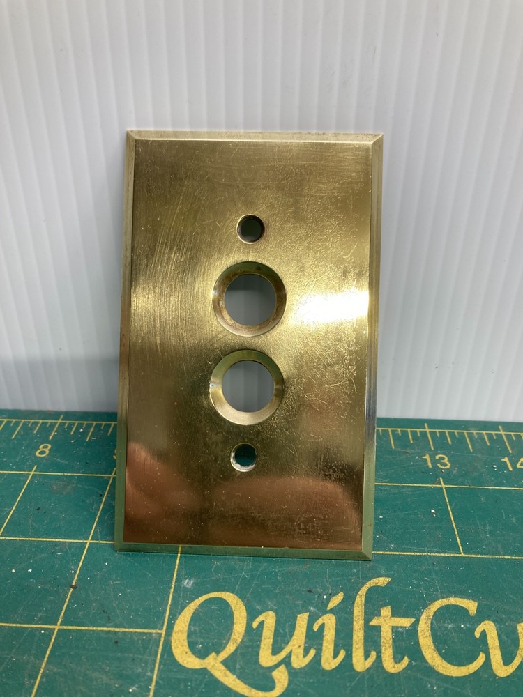 Vintage Brass Perkins Push Button Light Switch Wall Plate Covers  .040 Thick