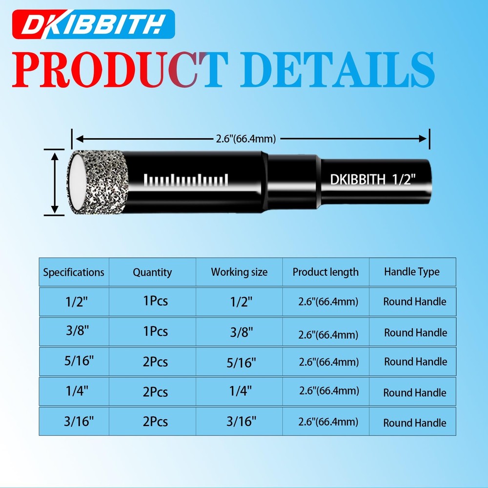 8 Pack Diamond Drill Bits Set for Granite Ceramic Marble 8 Pcs