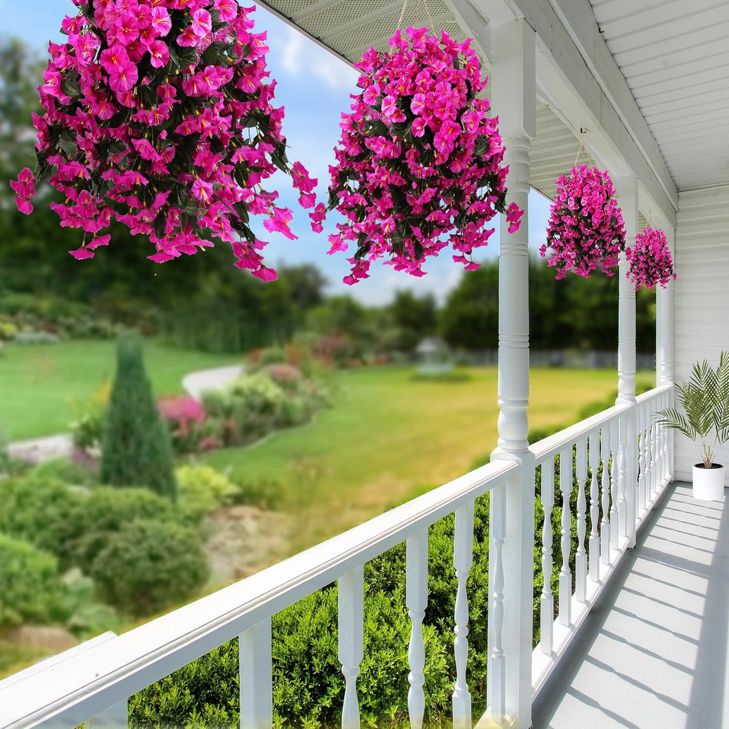 Artificial Fake Hanging Flowers Plants for Outdoor Outside Spring Summer Decorat