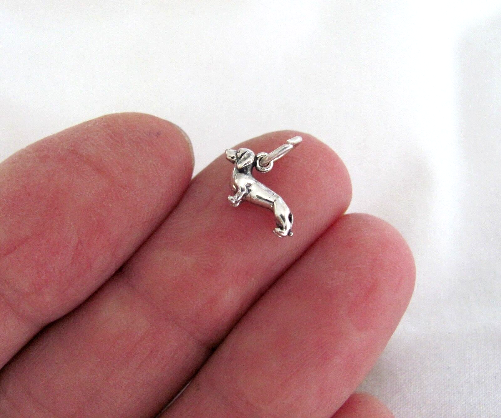Very small Sterling Silver Dachshund mini tiny charm.