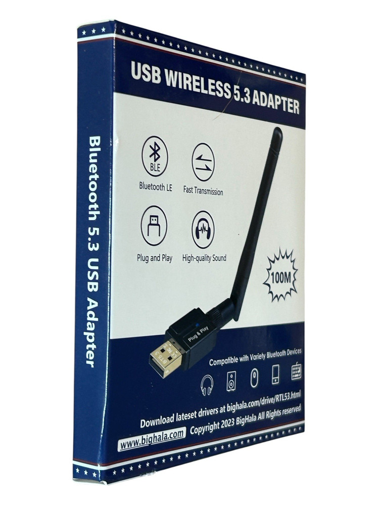 Wireless Adapter, USB 2.0 Bluetooth 5.3 Plug-N-Play, Makes Your PC Compatible
