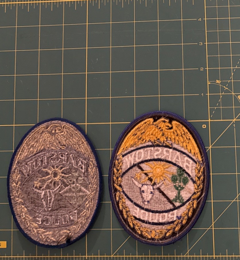 Barstow California Police Patch Pair Obsolete Different Styles