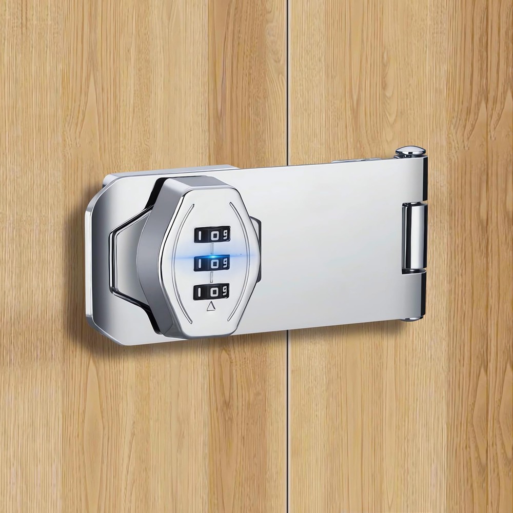 2-Pack Bifold Sliding Closet Door Lock Keyless Combo Code Hasp Latch Black