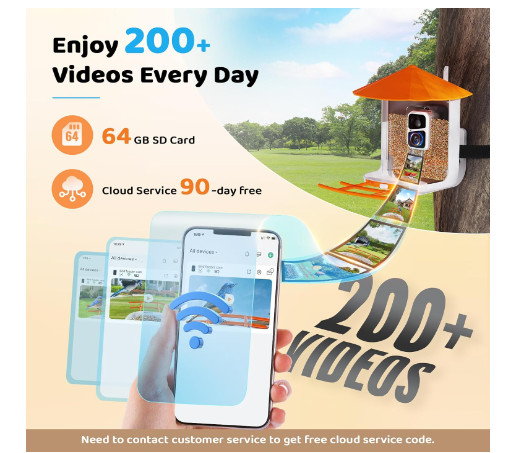 Smart Bird Feeder With Camera - AI Bird Identification - Solar Powered
