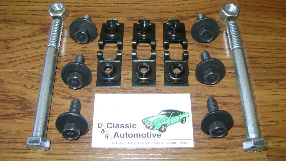 Front Leaf Spring Bracket Mounting 16pc Eye Bolts J-Clips Camaro Firebird Nova