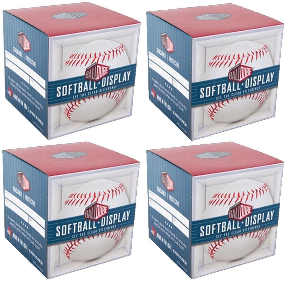 NEW Ballqube Softball Display Case Box (4 Pack)