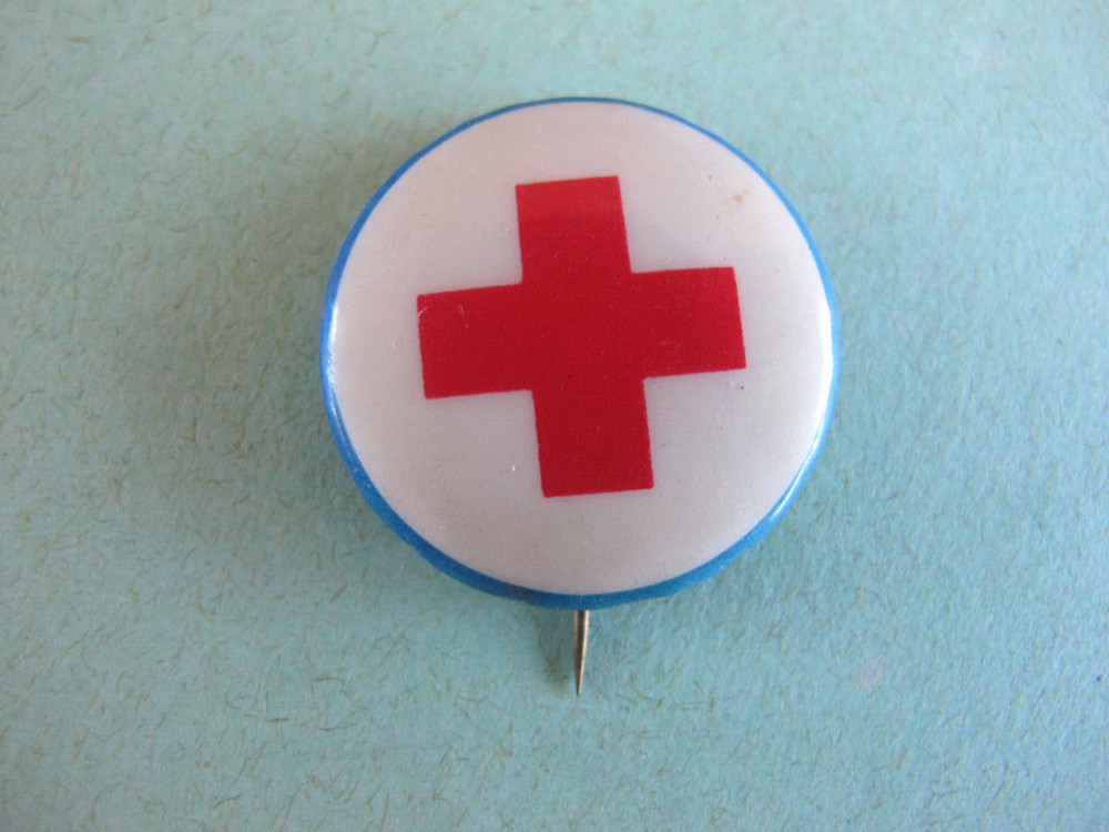 Red Cross Pinback Badge