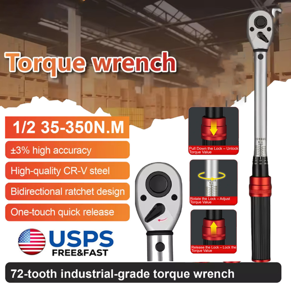 1/2" Torque Wrench Snap Socket Professional Drive Click Type Ratcheting
