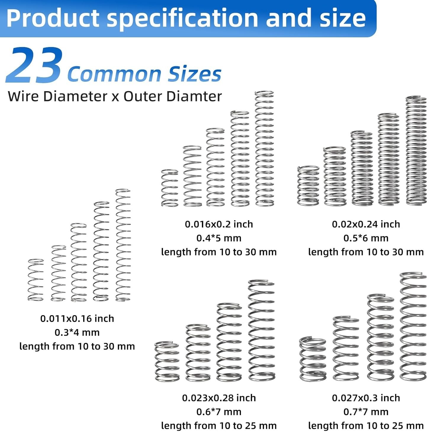 380PCS Stainless Steel Compression Springs Assortment Kit - Small & Tiny Springs
