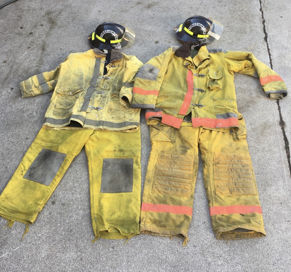 2 - Fire Fighting Outfits - Jacket's & Pants & Helmet's - Fire Fighter Gear