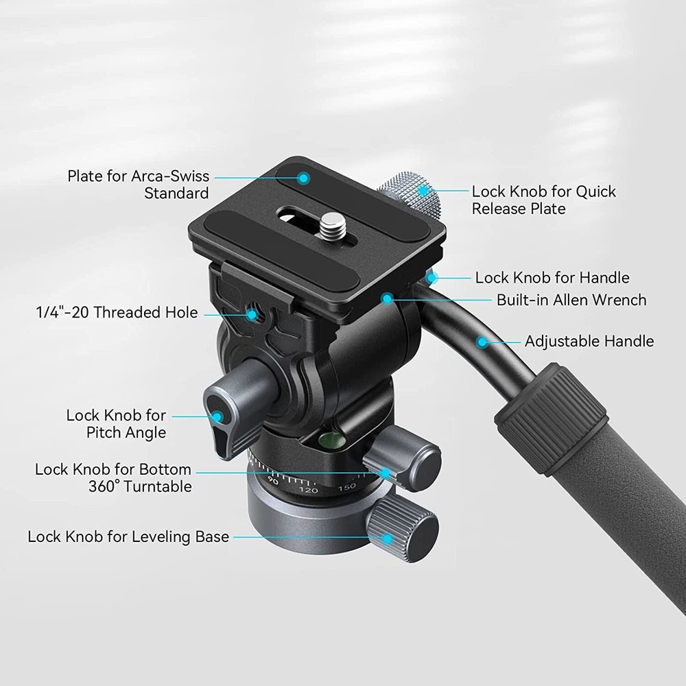 SmallRig CH20 Tripod Head Fluid Head Leveling Base Pan Tilt Head for Camera