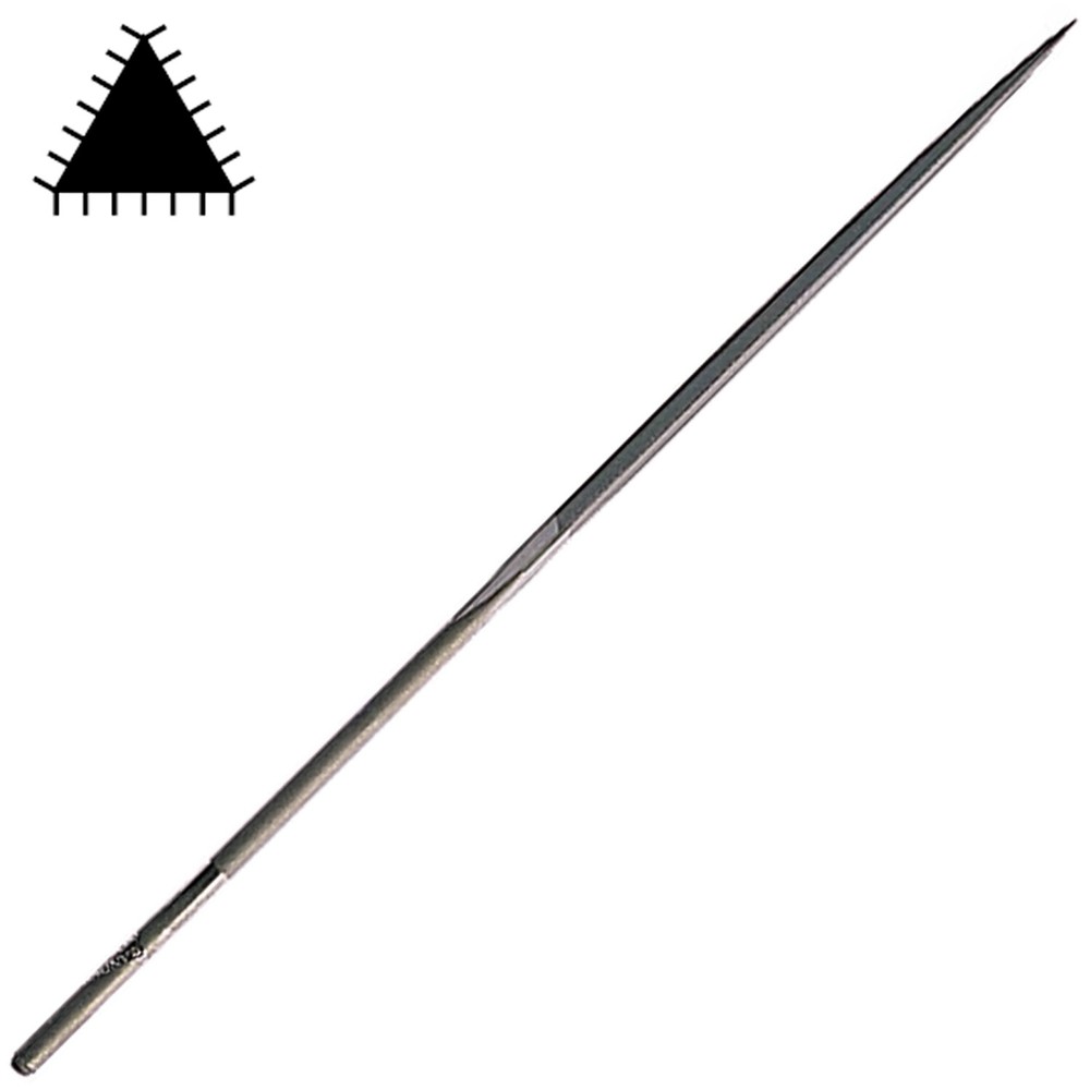 6-1/4" 3 Square Dead Smooth Cut Needle File 122 TPI Double Cut, Triangular-Bahco