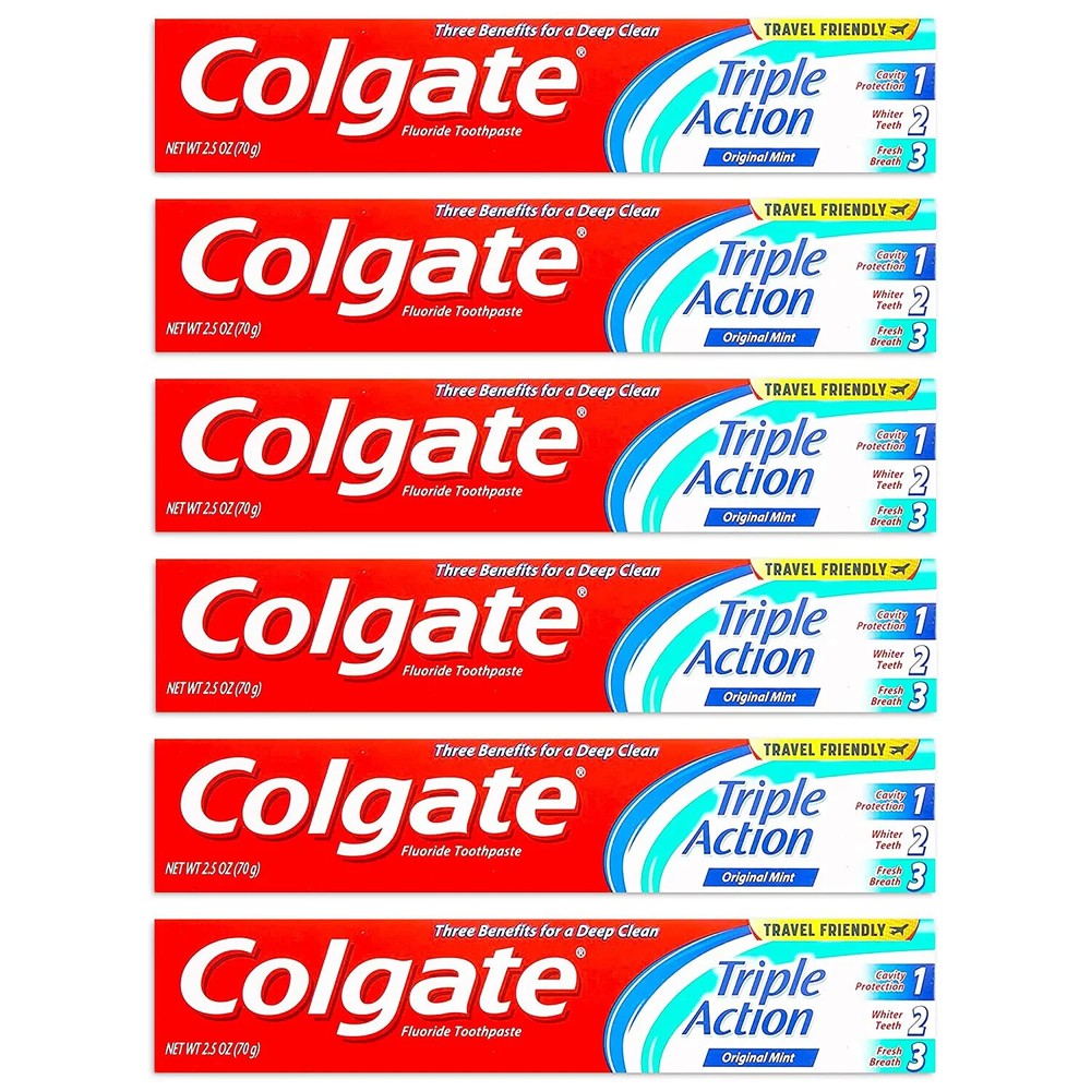 6 Packs Colgate Triple Action Toothpaste 2.5 oz