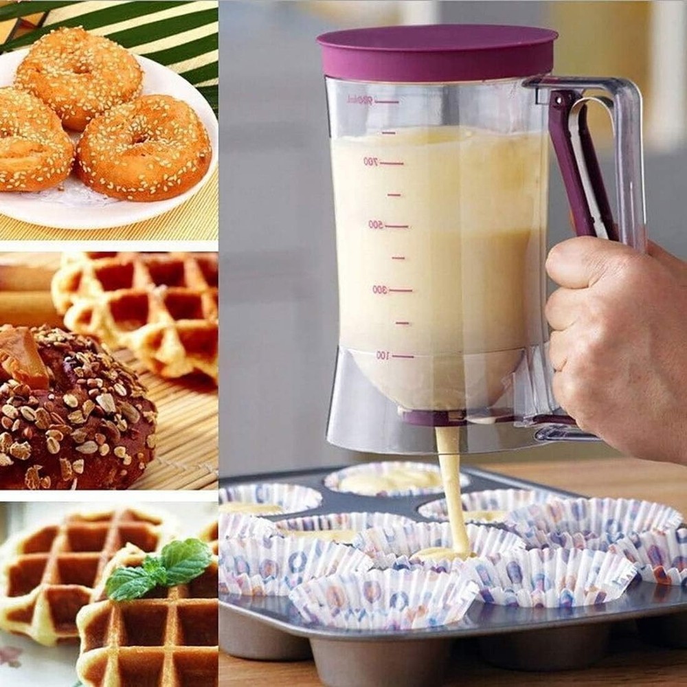 Pancake Cupcake Batter Dispenser, Bakeware Maker with Measuring Label, Perfec...