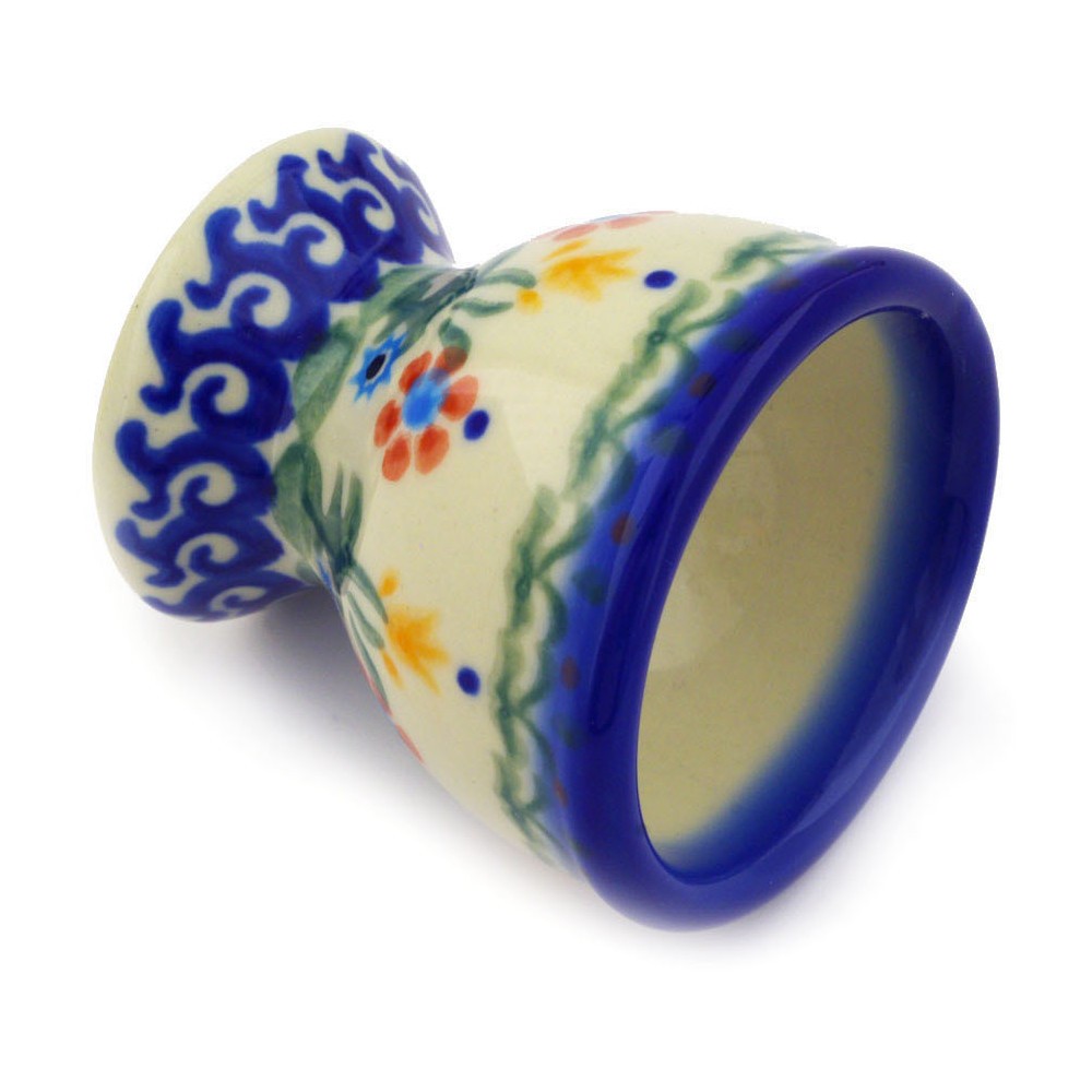 Polish Pottery Egg Holder 2" Spring Flowers