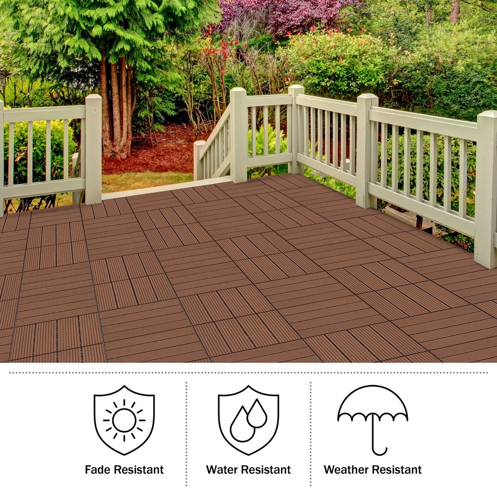 6-Pack Composite Outdoor Tiles, Brown