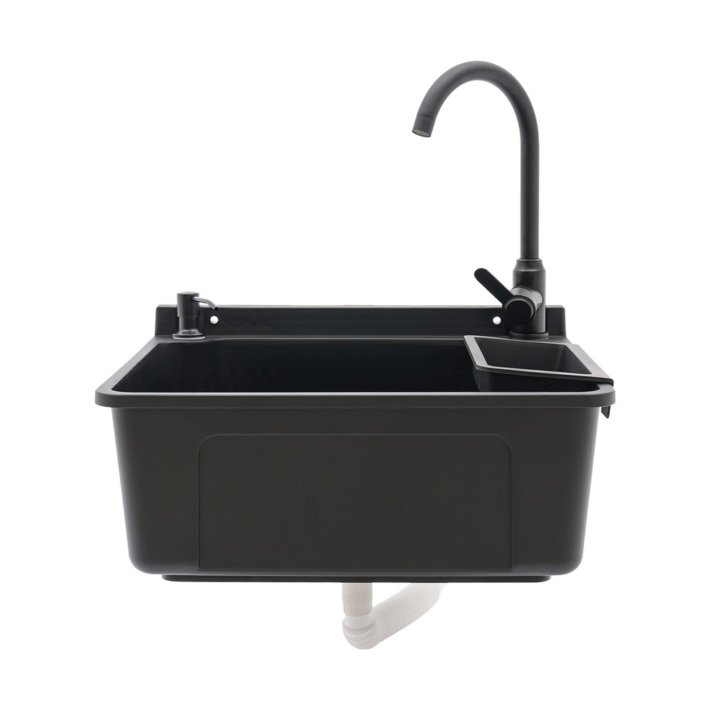 Wall-Mounted Bathroom Sink, Modern Laundry Sink, Rectangular Utility Sink Black
