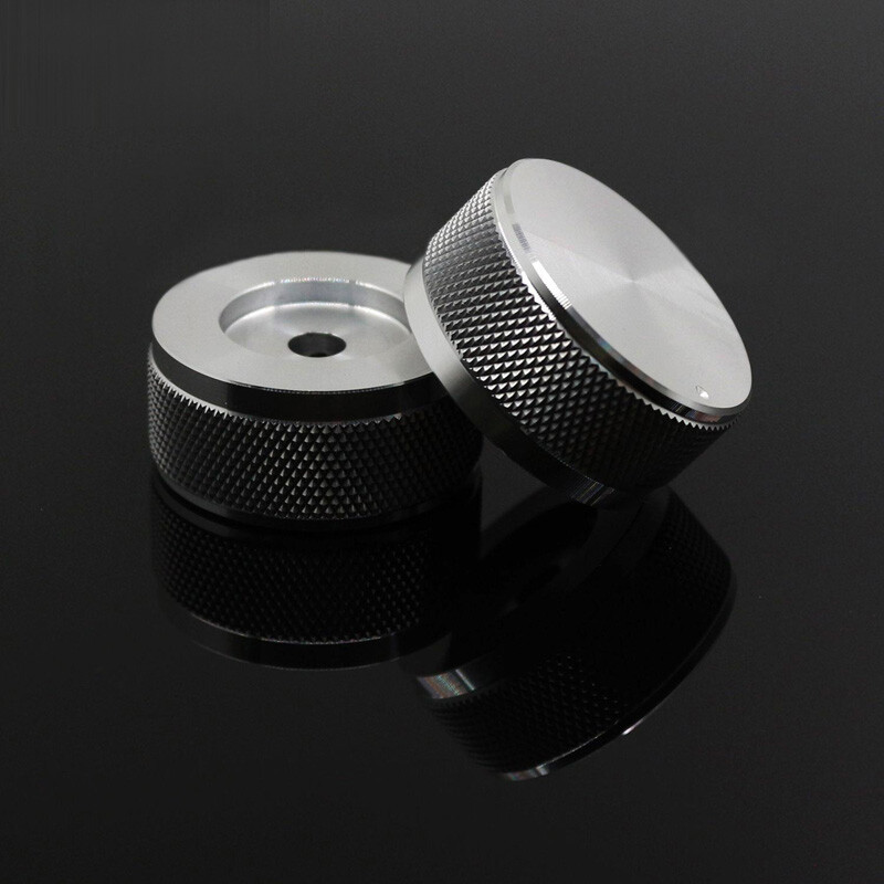 1PCS 35*16 Knurled Gloss Silver Aluminum Amplifier Volume Potentiometer Knobs