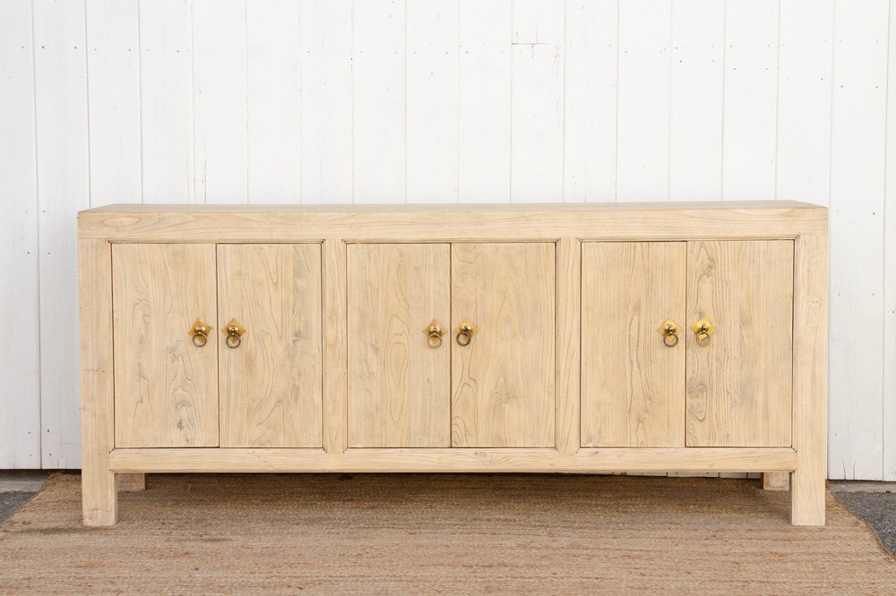 Long Rustic Modern Bleached Elm Sideboard