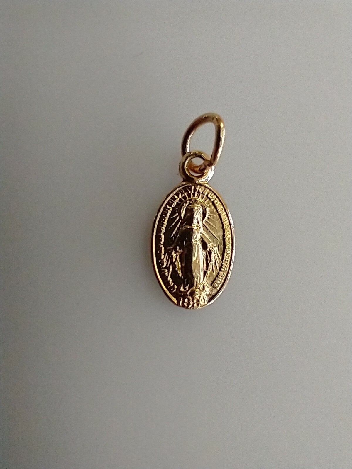 Catholic Vintage 14k Gold Tiny Miraculous Medal Mary Religious Medal