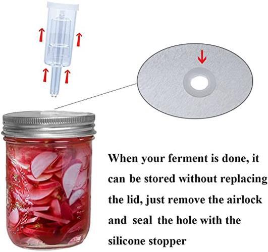 Fermentation Lids, 6 Set Fermentation Kit for Wide Mouth Jars, 6 Stainless