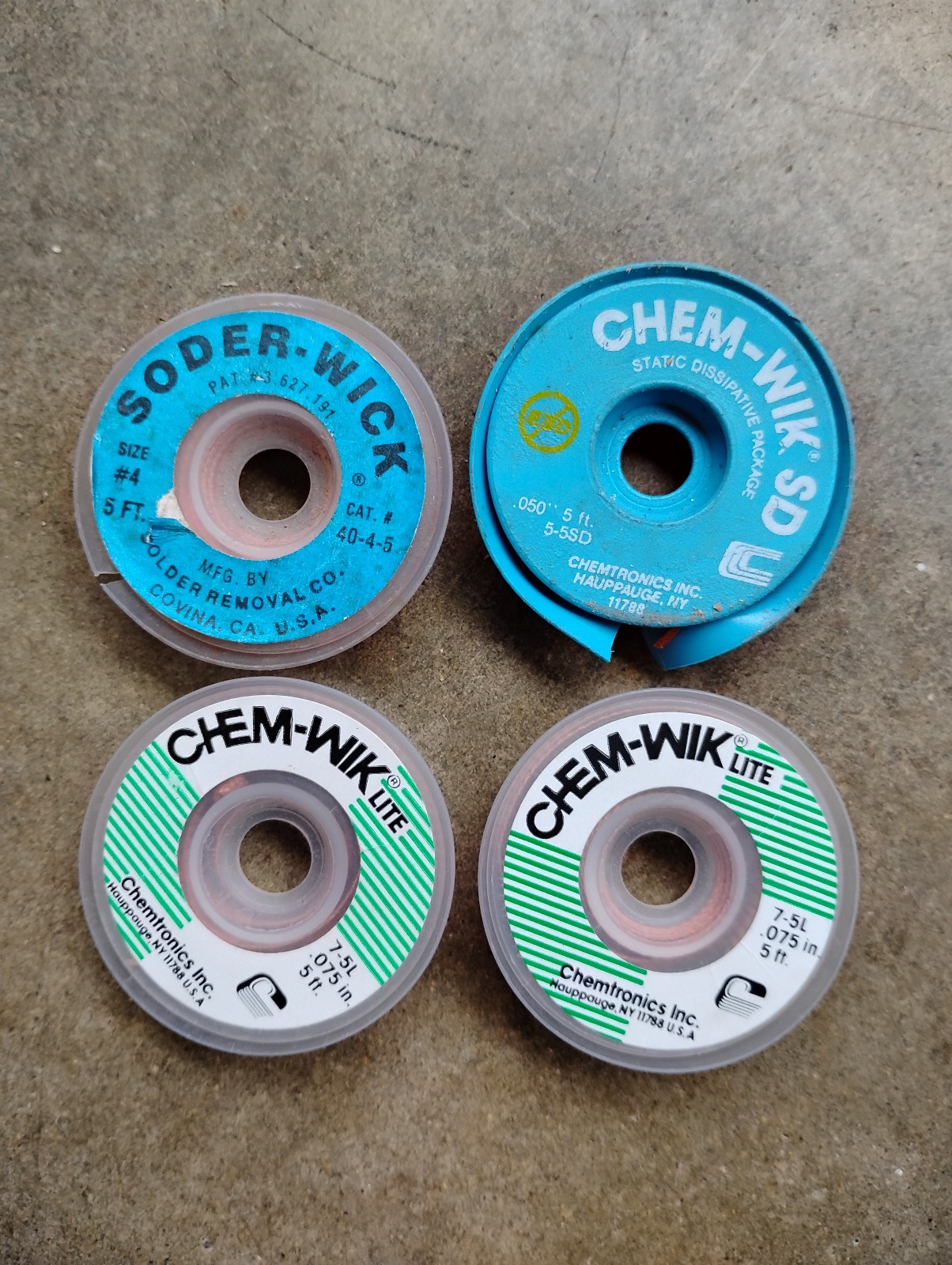 Chem-Wik Lite & Soder-Wick Lot 4- 5ft Rolls  remover/ desolder Mixed Lot