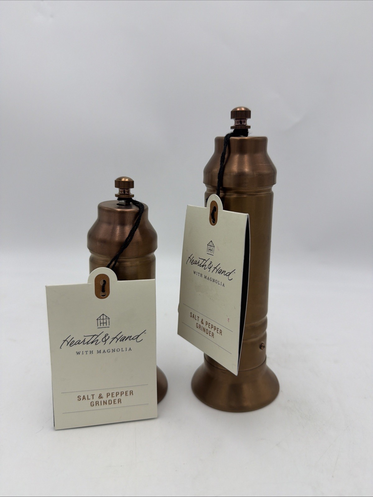 Hearth & Hand With Magnolia Salt & Pepper 2pc Copper Gold Finish Crank Grinder