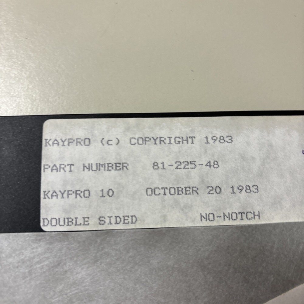 Vintage 1983 KAYPRO Double Sided Software 5.25” Floppy Disk VHTF